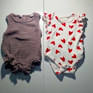 Lot Purple Onesies White Heart Kids One Pieces, Romper